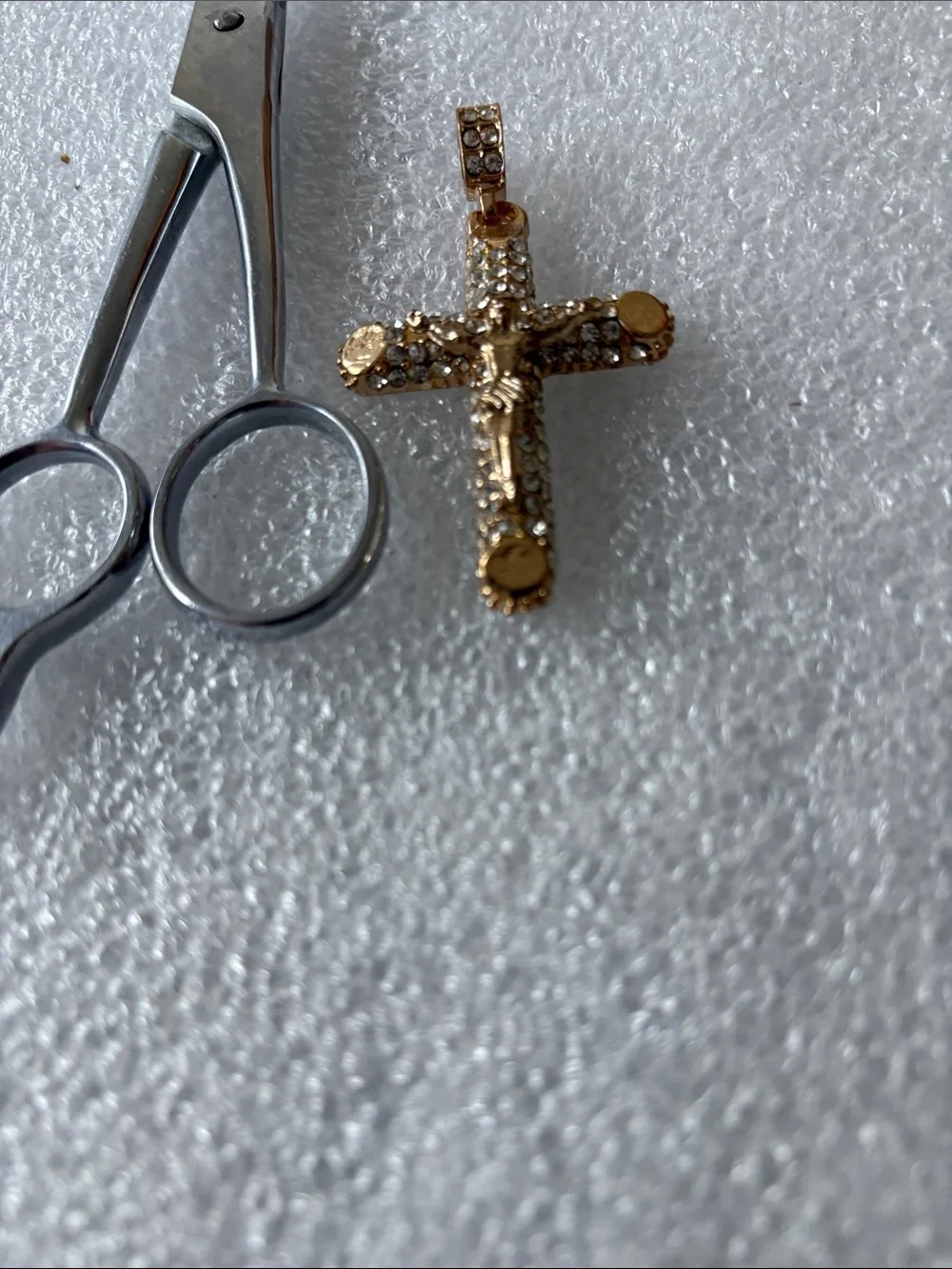 Gold Crystal Cross Pendant Necklace -unisex  Jewelry